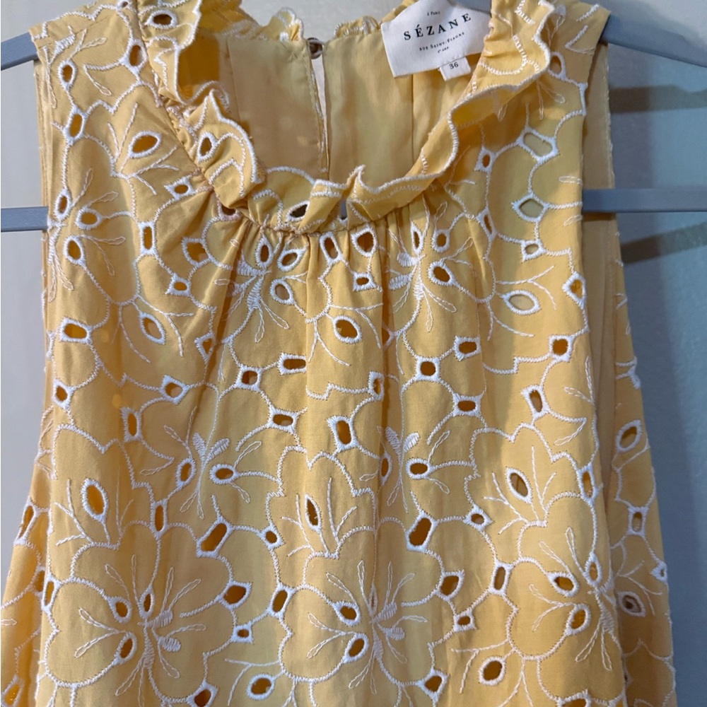 Sézane Yellow Zendaya Eyelet Midi Dress - Picture 7 of 8